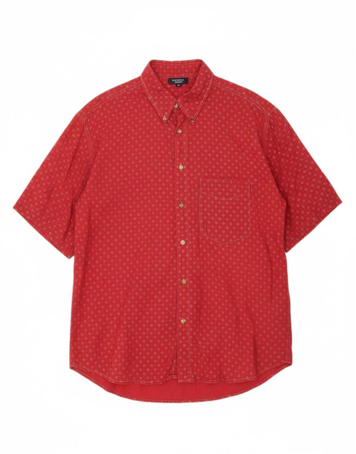 DIMENSIONS Mens Short Sleeve Shirt XL Red Spotted Cotton Vintage Dimensions and Second-Hand Dimensions from Messina Hembry 