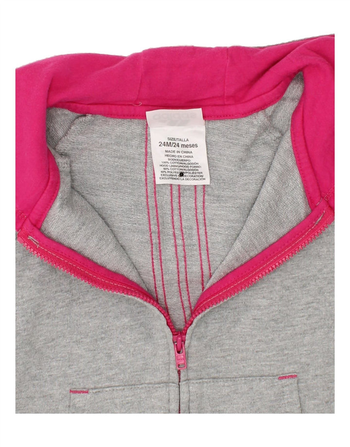 ADIDAS Baby Girls Graphic Zip Hoodie Sweater 18-24 Months Grey Cotton Vintage Adidas and Second-Hand Adidas from Messina Hembry 