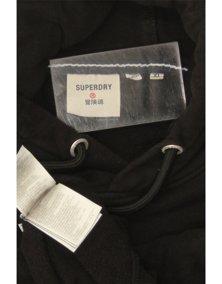 SUPERDRY Mens Graphic Hoodie Jumper XL Black Cotton