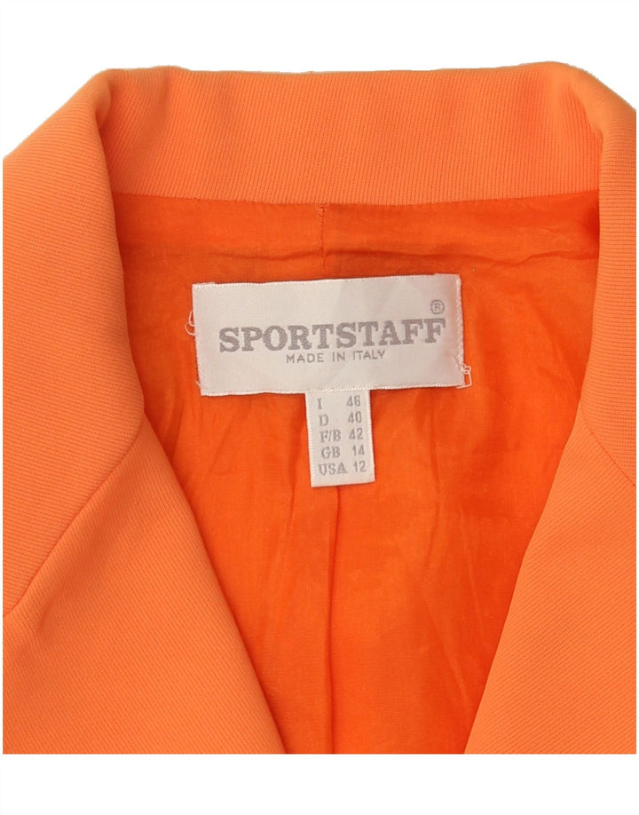 SPORTSTAFF Womens 4 Button Blazer Jacket UK 14 Medium Orange Vintage Sportstaff and Second-Hand Sportstaff from Messina Hembry 
