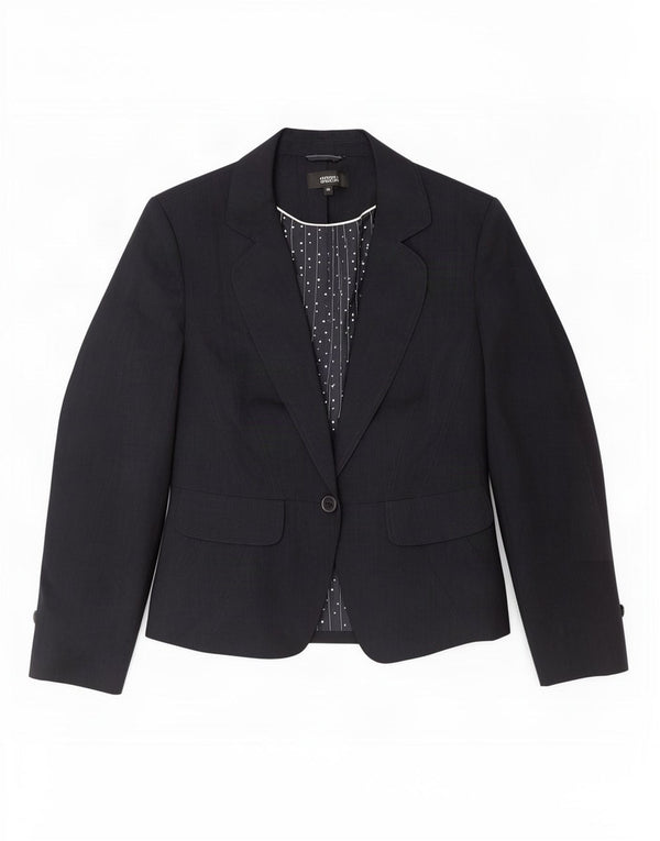 Marks & Spencer Womens 1 Button Blazer Jacket UK 14 Medium Navy Blue