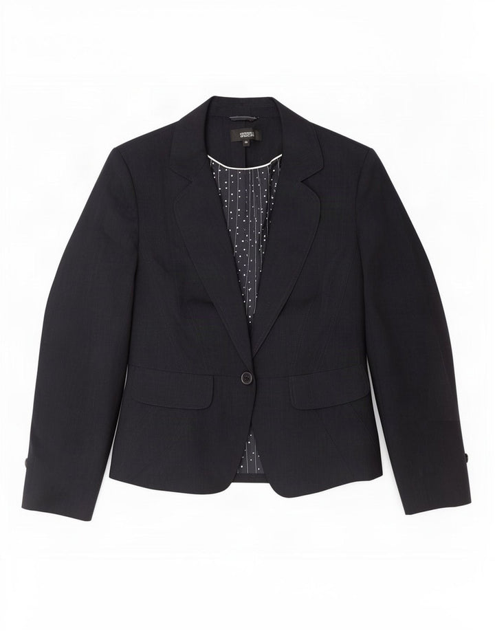 Marks & Spencer Womens 1 Button Blazer Jacket UK 14 Medium Navy Blue