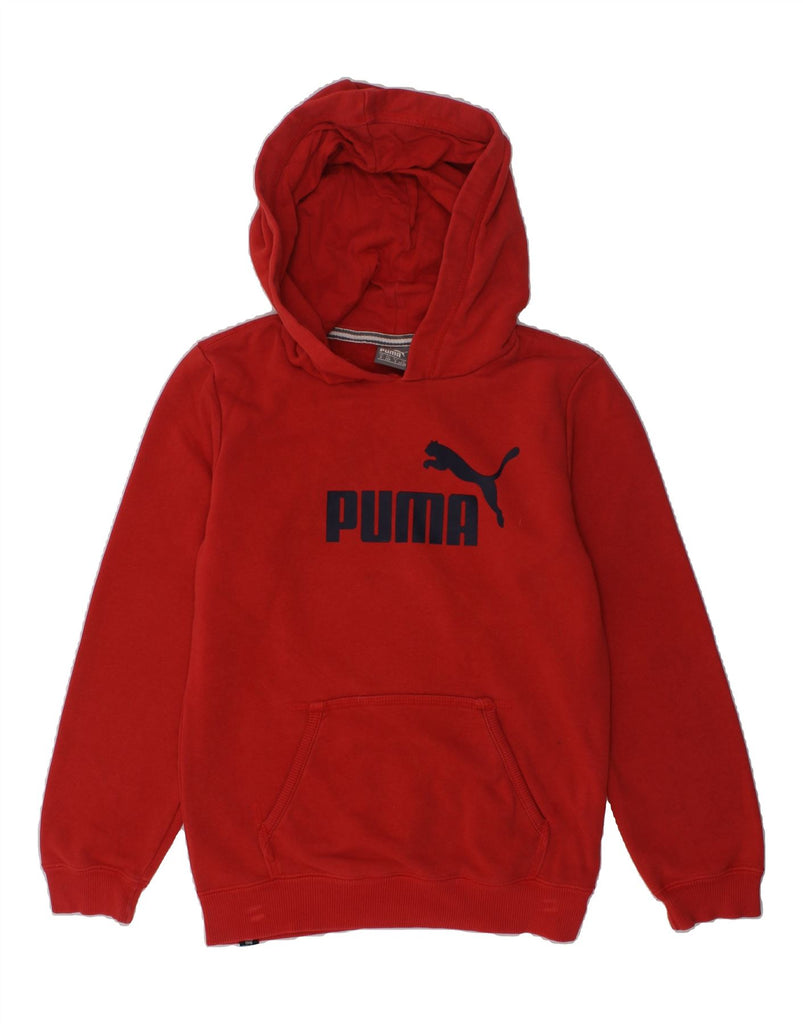 PUMA Boys Graphic Hoodie Jumper 7-8 Years Red Cotton | Vintage Puma | Thrift | Second-Hand Puma | Used Clothing | Messina Hembry 