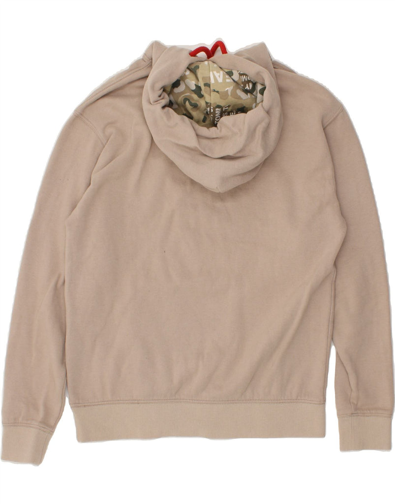 TOMMY HILFIGER Mens Graphic Hoodie Jumper Small Beige Vintage Tommy Hilfiger and Second-Hand Tommy Hilfiger from Messina Hembry 