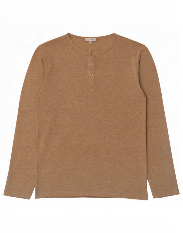 Reiss Mens Top Long Sleeve Medium Beige Flecked