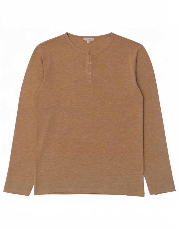 Reiss Mens Top Long Sleeve Medium Beige Flecked