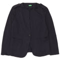 Benetton Womens Military 1 Button Blazer Jacket UK 14 Large Navy Blue