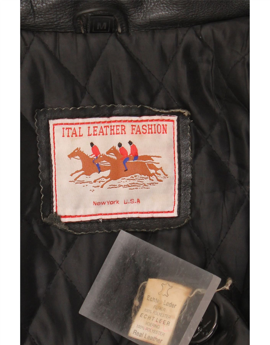 Vintage Mens Oversized Double Breasted Leather Jacket UK 38 Medium Black
