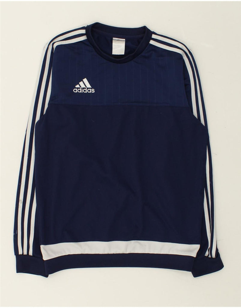 ADIDAS Mens Sweatshirt Jumper Small Navy Blue Colourblock Polyester | Vintage Adidas | Thrift | Second-Hand Adidas | Used Clothing | Messina Hembry 