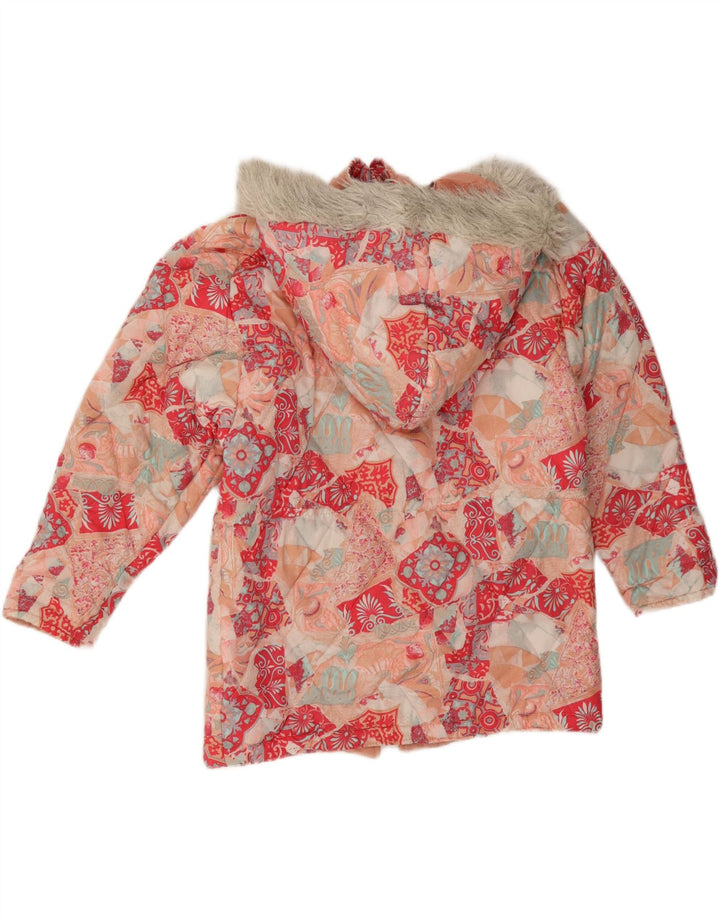 Vintage Womens Hooded Padded Jacket EU 40 Medium Multicoloured Floral