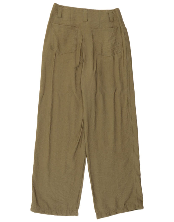 Dkny Womens High Waist Loose Fit Casual Trousers US 4 Small W26 L31 Green