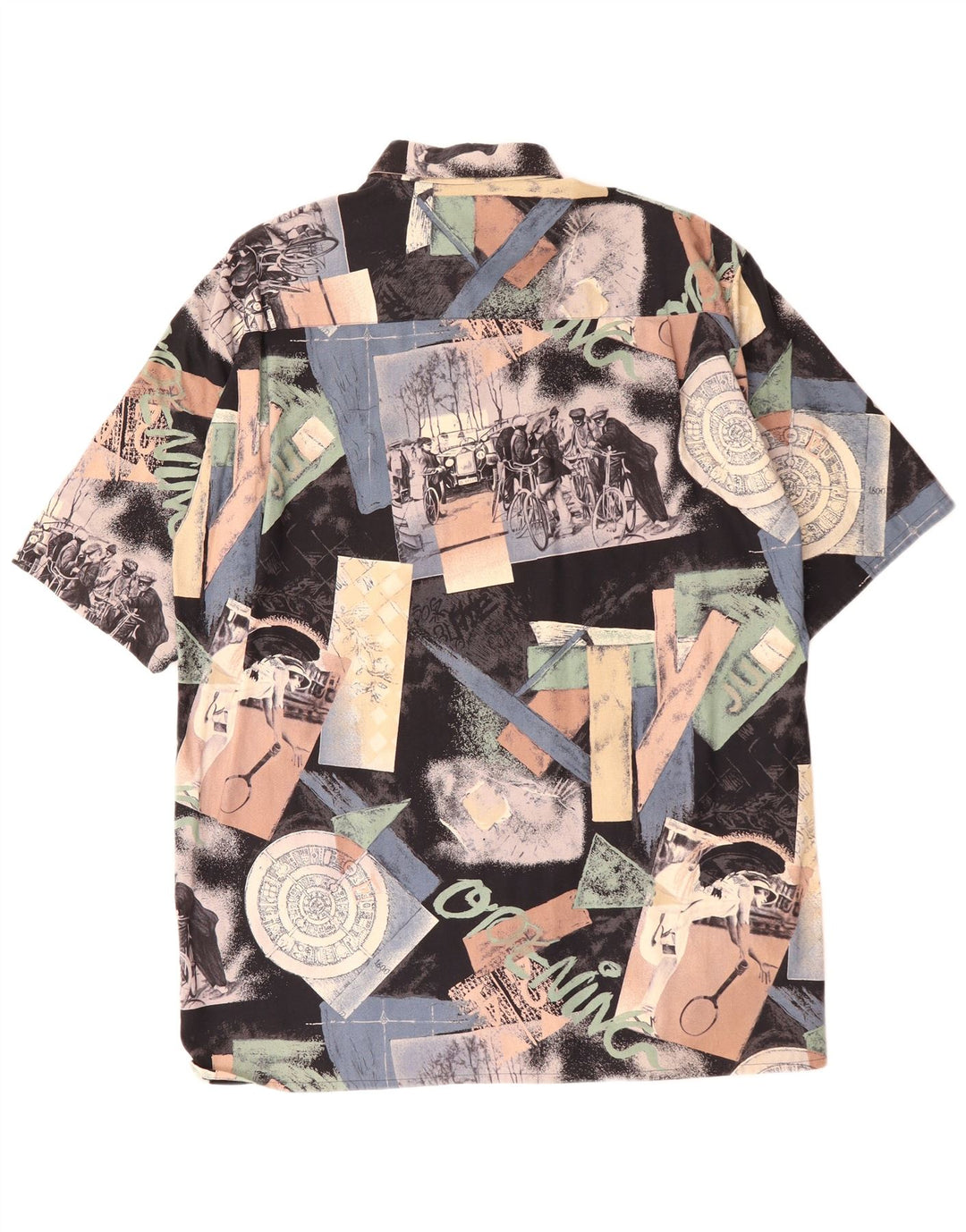 RUDNICK Mens Abstract Pattern Short Sleeve Shirt Medium Multicoloured