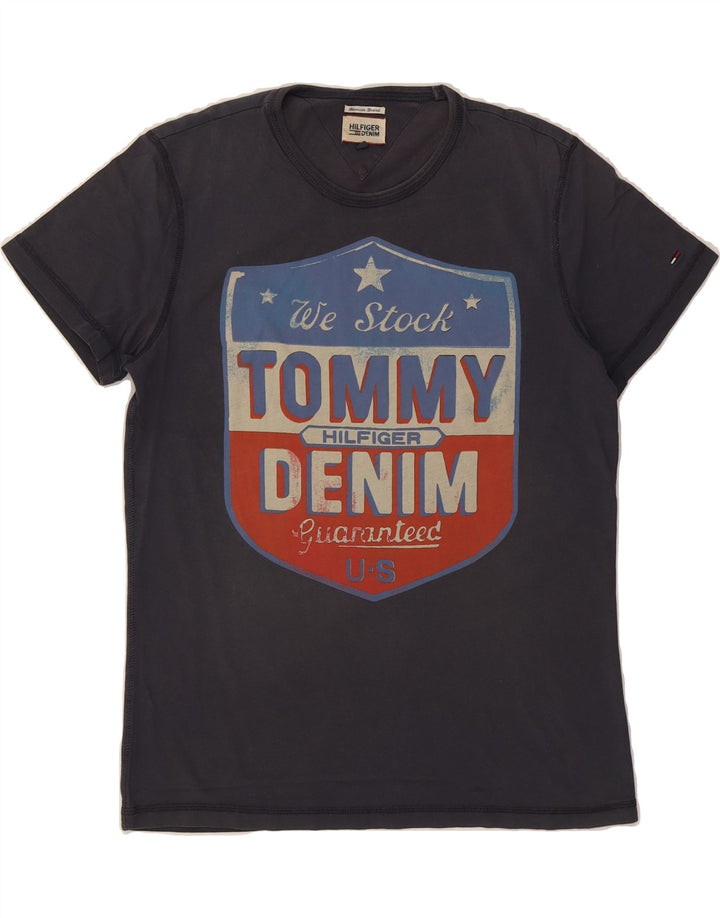 TOMMY HILFIGER Mens Graphic T-Shirt Top Medium Navy Blue Cotton Classic Vintage Tommy Hilfiger and Second-Hand Tommy Hilfiger from Messina Hembry 