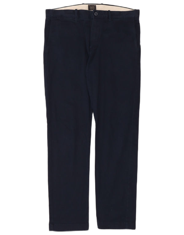 J. Crew Mens Stretch Straight Chino Trousers W32 L30 Navy Blue Cotton