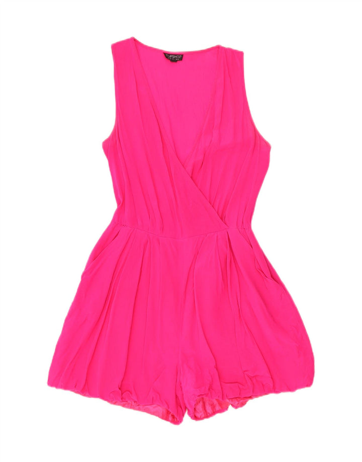 Topshop Womens Sleeveless Playsuit UK 8 Small  Pink Silk