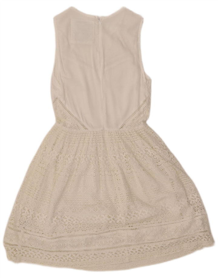SUPERDRY Womens Sleeveless A-Line Dress UK 6 XS White Viscose