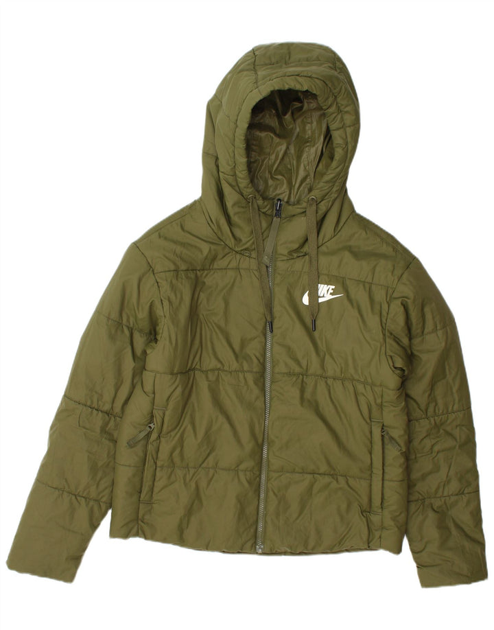 Nike Womens Padded Reversible Jacket UK 12  Medium Green Polyester