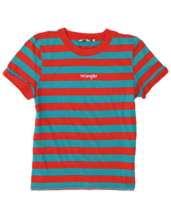 Wrangler Womens Graphic T-Shirt Top UK 6 XS Orange Striped Cotton