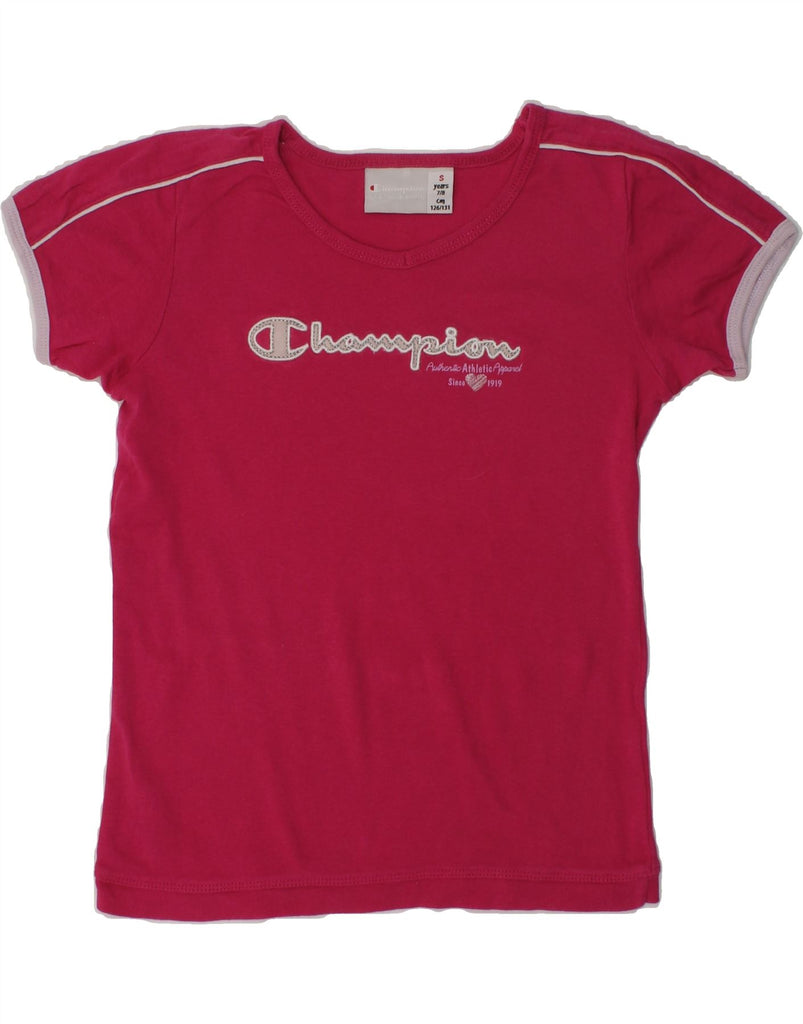 CHAMPION Girls Graphic T-Shirt Top 7-8 Years Small  Pink | Vintage Champion | Thrift | Second-Hand Champion | Used Clothing | Messina Hembry 