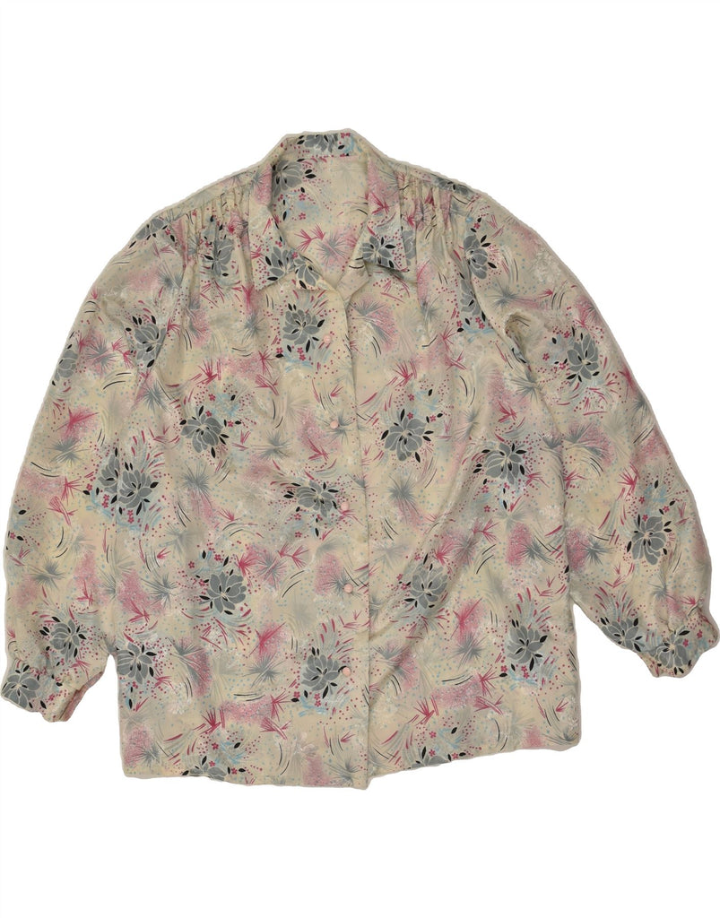 VINTAGE Womens Shirt Uk 18 XL Grey Floral | Vintage Vintage | Thrift | Second-Hand Vintage | Used Clothing | Messina Hembry 