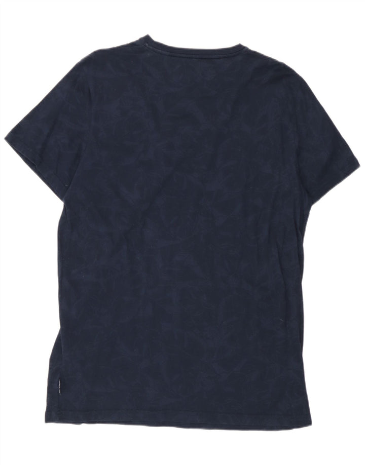 Ted Baker Mens T-Shirt Top Size 4 Large Navy Blue Floral Cotton