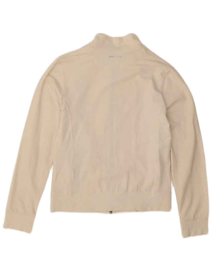 Pirelli Womens Graphic Tracksuit Top Jacket UK 10 Small Off White Cotton