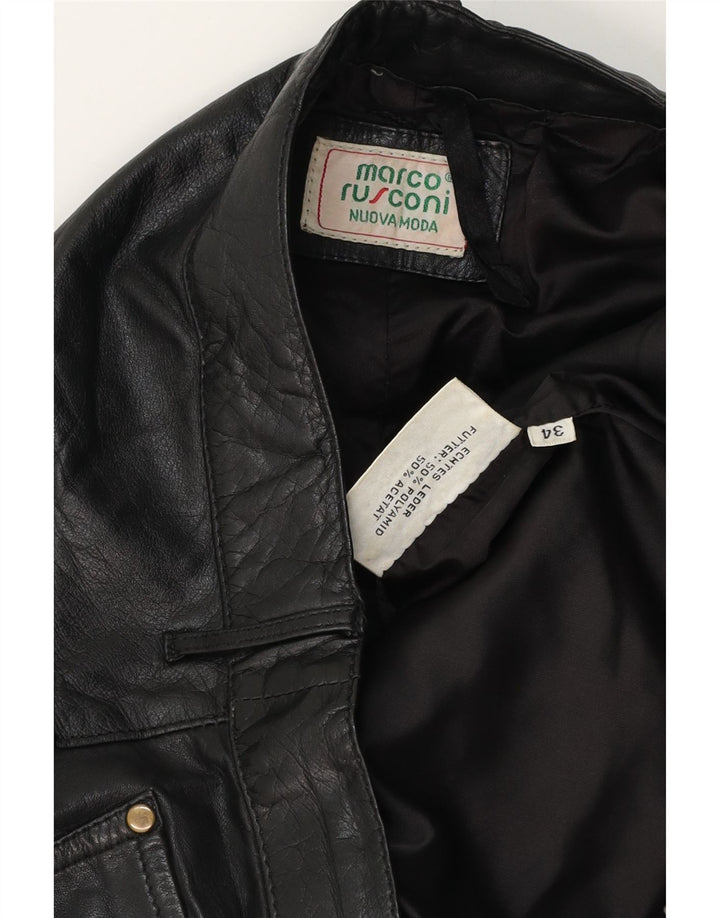 Vintage Mens Straight Leather Trousers W34 L30 Black Leather