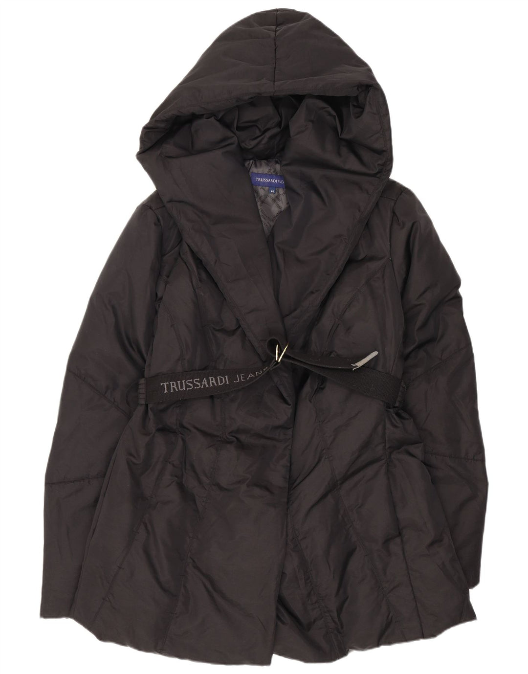 Trussardi Jeans Womens Hooded Padded Jacket IT 48 XL Black