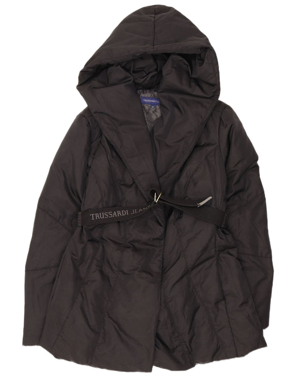 Trussardi Jeans Womens Hooded Padded Jacket IT 48 XL Black