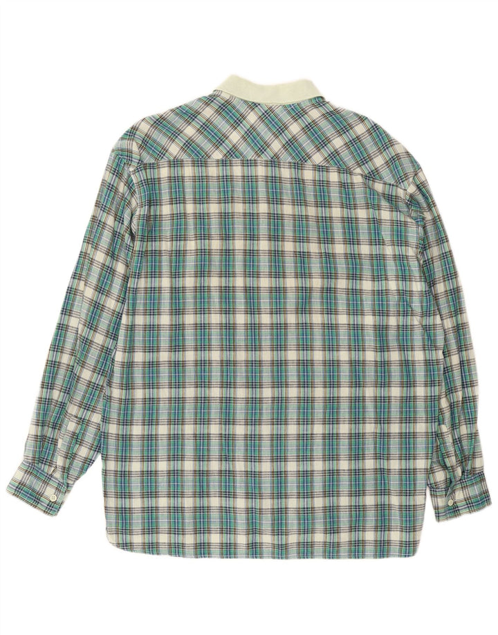 Vintage Mens Pullover Shirt Medium Green Check Cotton