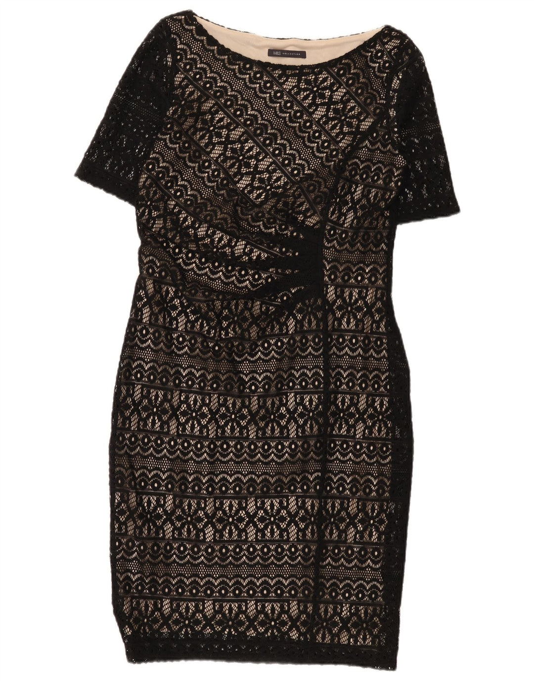 Marks & Spencer Womens Lace Sheath Dress UK 12 Medium Black Floral