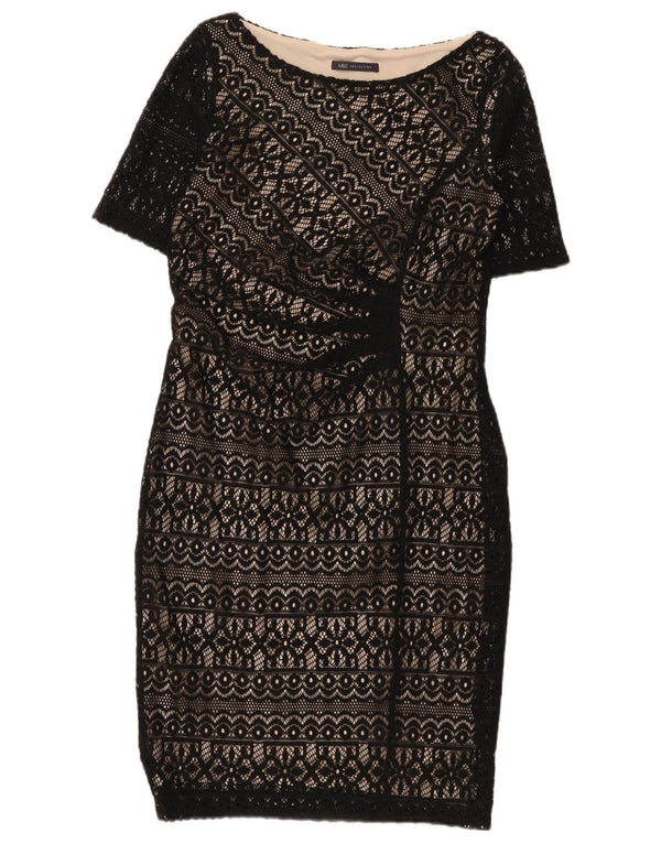 Marks & Spencer Womens Lace Sheath Dress UK 12 Medium Black Floral