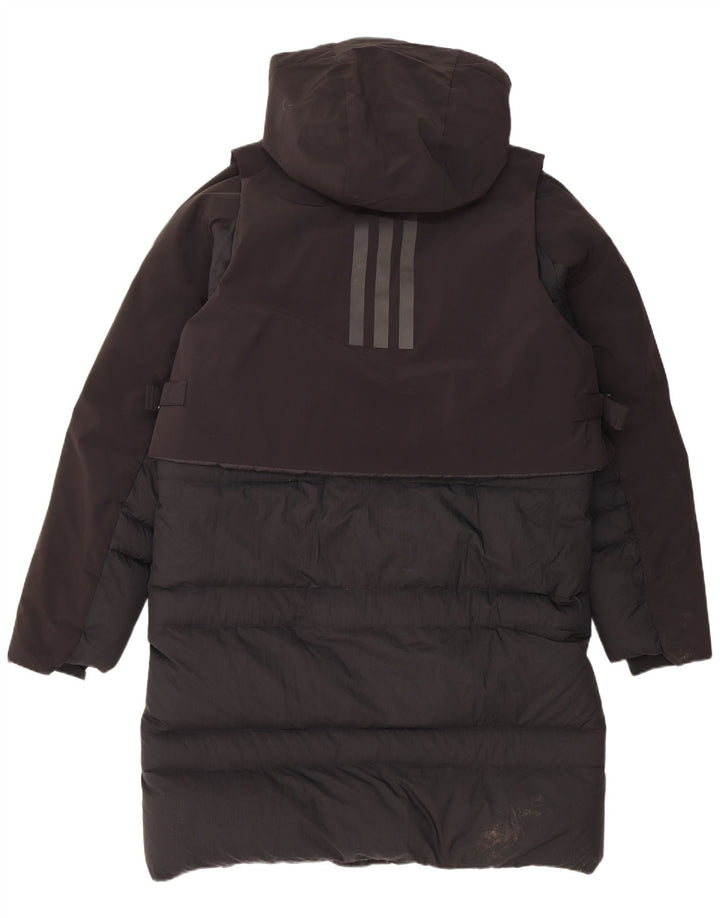 Adidas Mens Hooded Padded Coat UK 38 Medium Black Nylon
