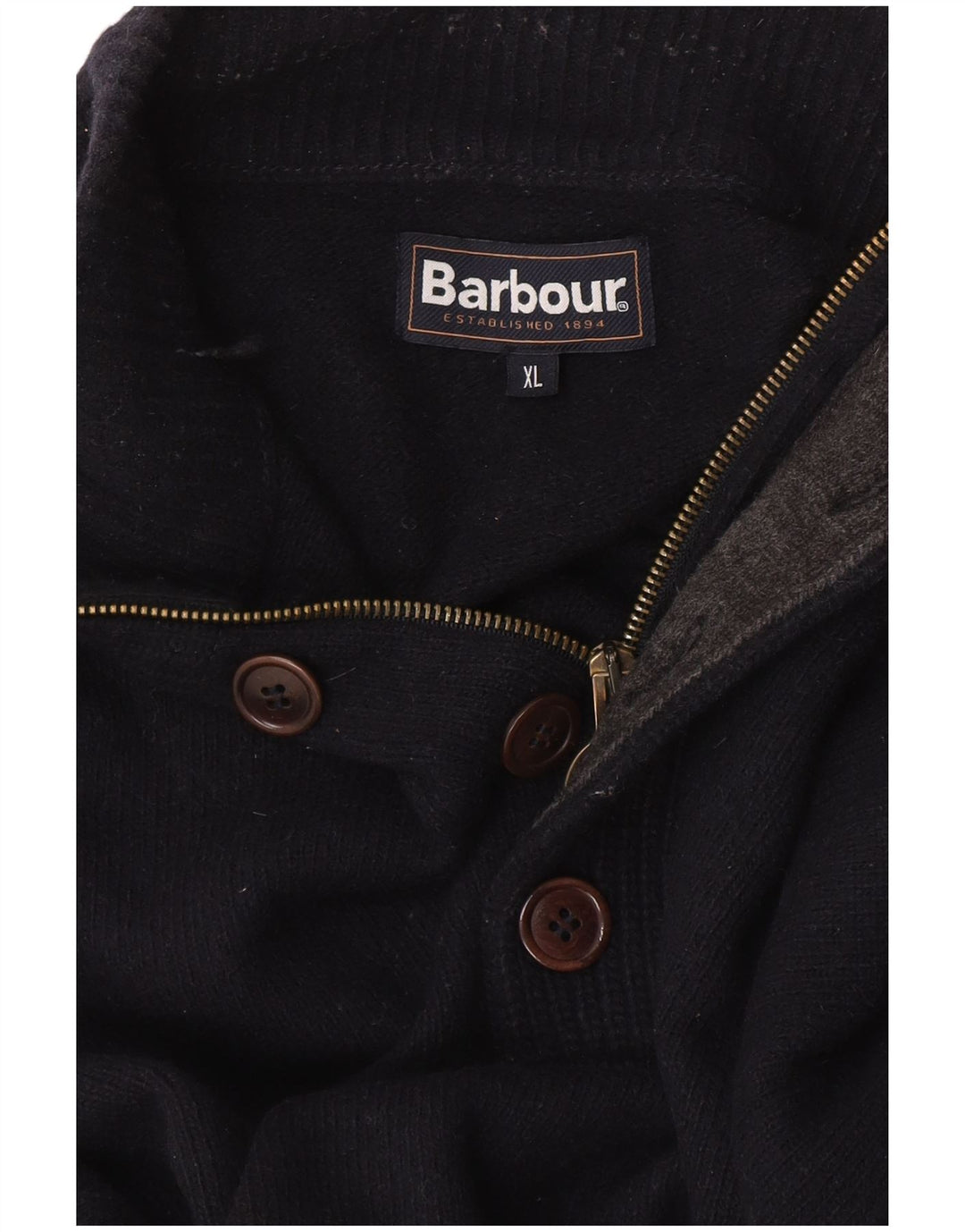 Barbour Mens Zip Neck Jumper Sweater XL Navy Blue
