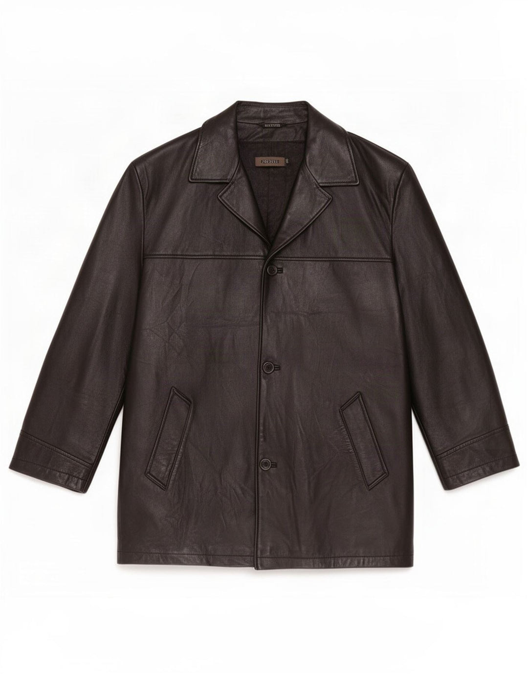 Private Mens Leather Coat IT 52 XL Black