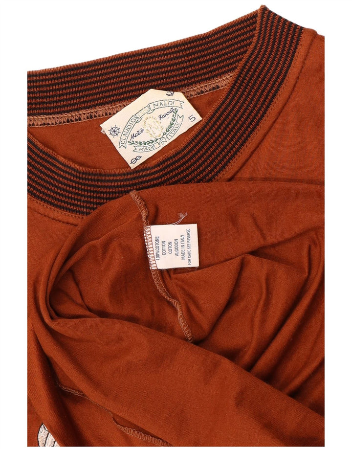 Vintage Mens Graphic T-Shirt Top Medium Brown