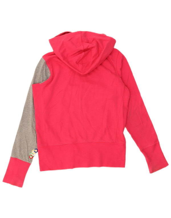 Nike Girls Graphic Zip Hoodie Sweater 12-13 Years Large Pink Colourblock