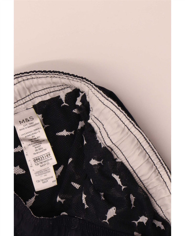 Marks & Spencer Mens Swimming Shorts Small Navy Blue Polyester