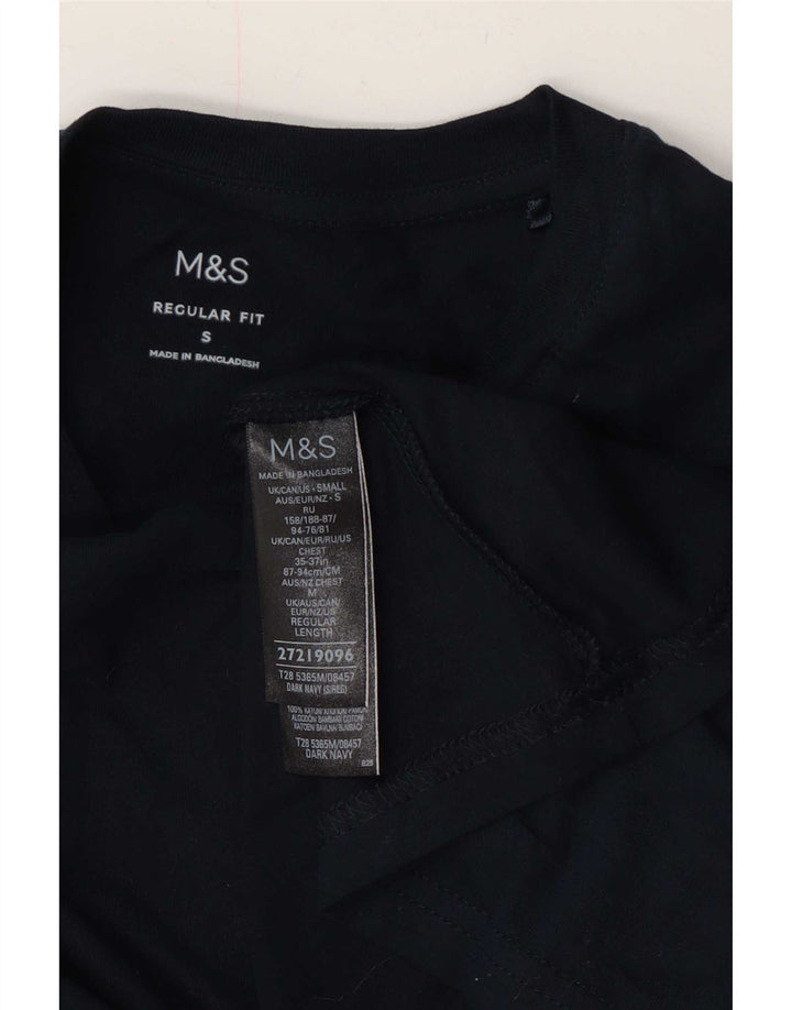Marks & Spencer Mens Regular Fit Top Long Sleeve Small Navy Blue Cotton