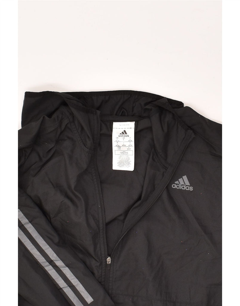 ADIDAS Womens Hooded Tracksuit Top Jacket UK 16/18 Large Black Vintage Adidas and Second-Hand Adidas from Messina Hembry 