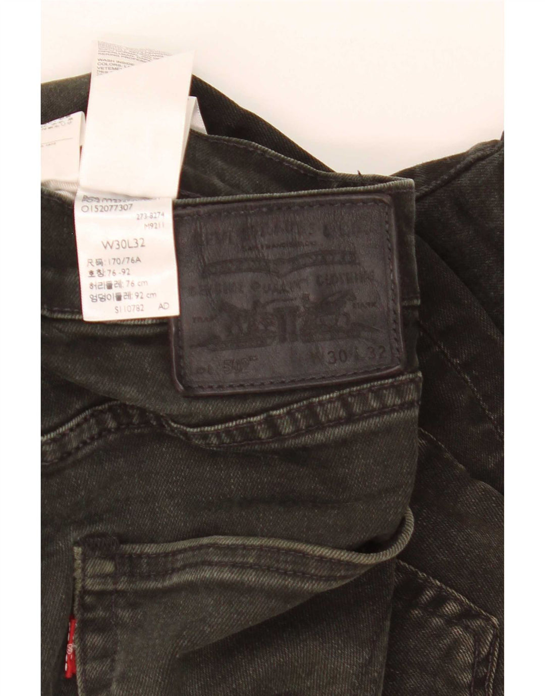 Levi's Mens 502 Straight Jeans W30 L32 Black Cotton