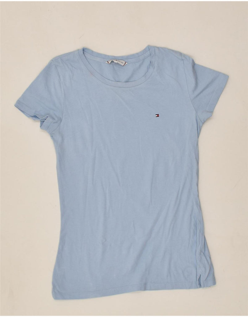 TOMMY HILFIGER Womens T-Shirt Top UK 12 Medium Blue Cotton | Vintage Tommy Hilfiger | Thrift | Second-Hand Tommy Hilfiger | Used Clothing | Messina Hembry 