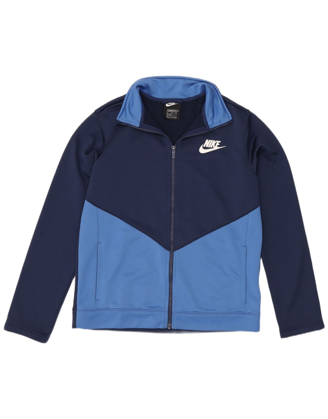 Nike Boys Standard Tracksuit Top Jacket 13-14 Years XL Blue Colourblock