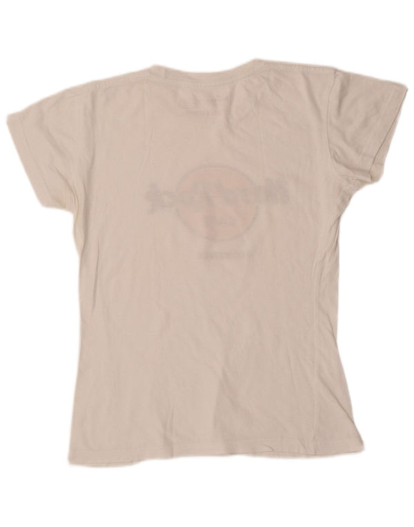 Hard Rock Cafe Womens Florence Graphic T-Shirt Top UK 10 Small Off White
