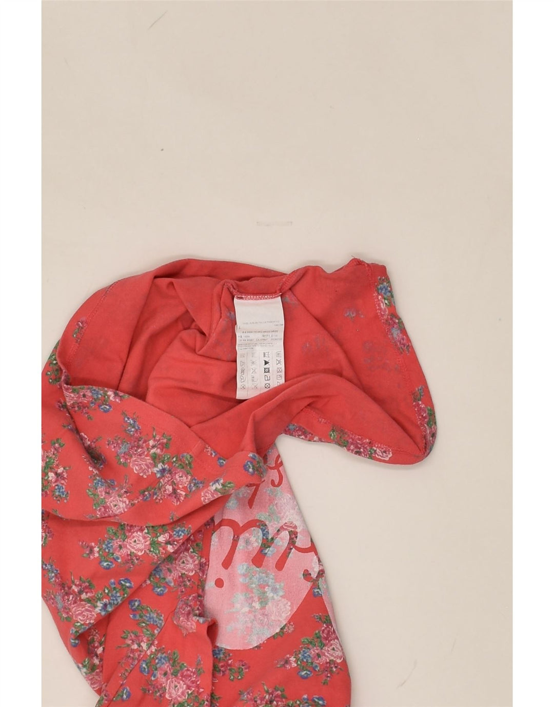 BENETTON Girls Graphic T-Shirt Top 7-8 Years Large Red Floral Cotton | Vintage Benetton | Thrift | Second-Hand Benetton | Used Clothing | Messina Hembry 