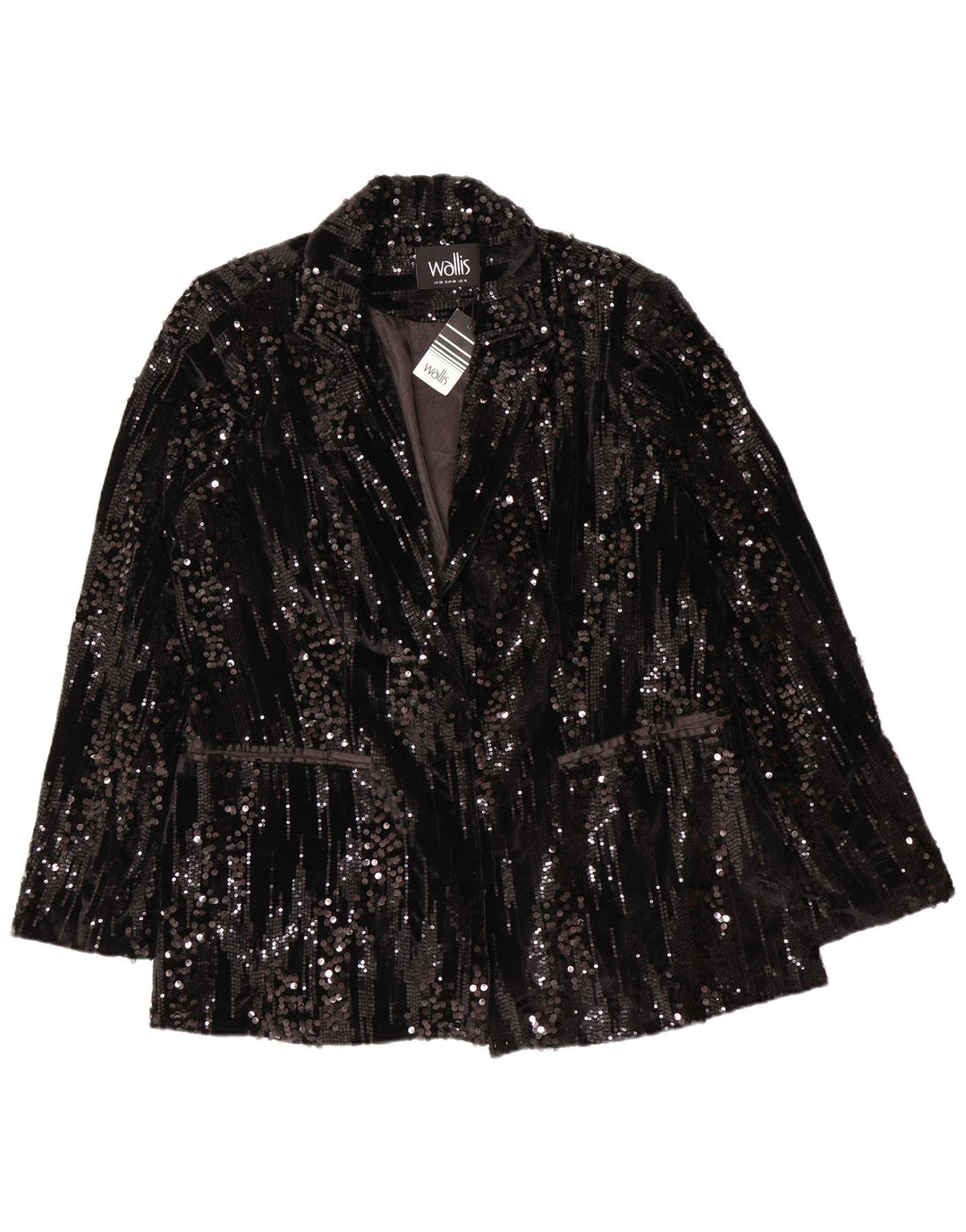 WALLIS Womens 1 Button Sequin Blazer Jacket UK 20 2XL  Black Polyester