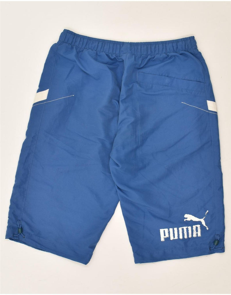 PUMA Mens Graphic Sport Shorts Medium Blue Polyester | Vintage Puma | Thrift | Second-Hand Puma | Used Clothing | Messina Hembry 