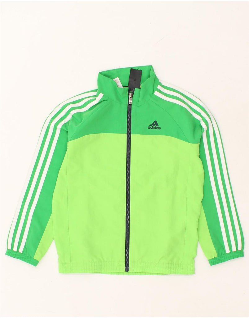 ADIDAS Boys Tracksuit Top Jacket 7-8 Years Green Colourblock Polyester | Vintage Adidas | Thrift | Second-Hand Adidas | Used Clothing | Messina Hembry 