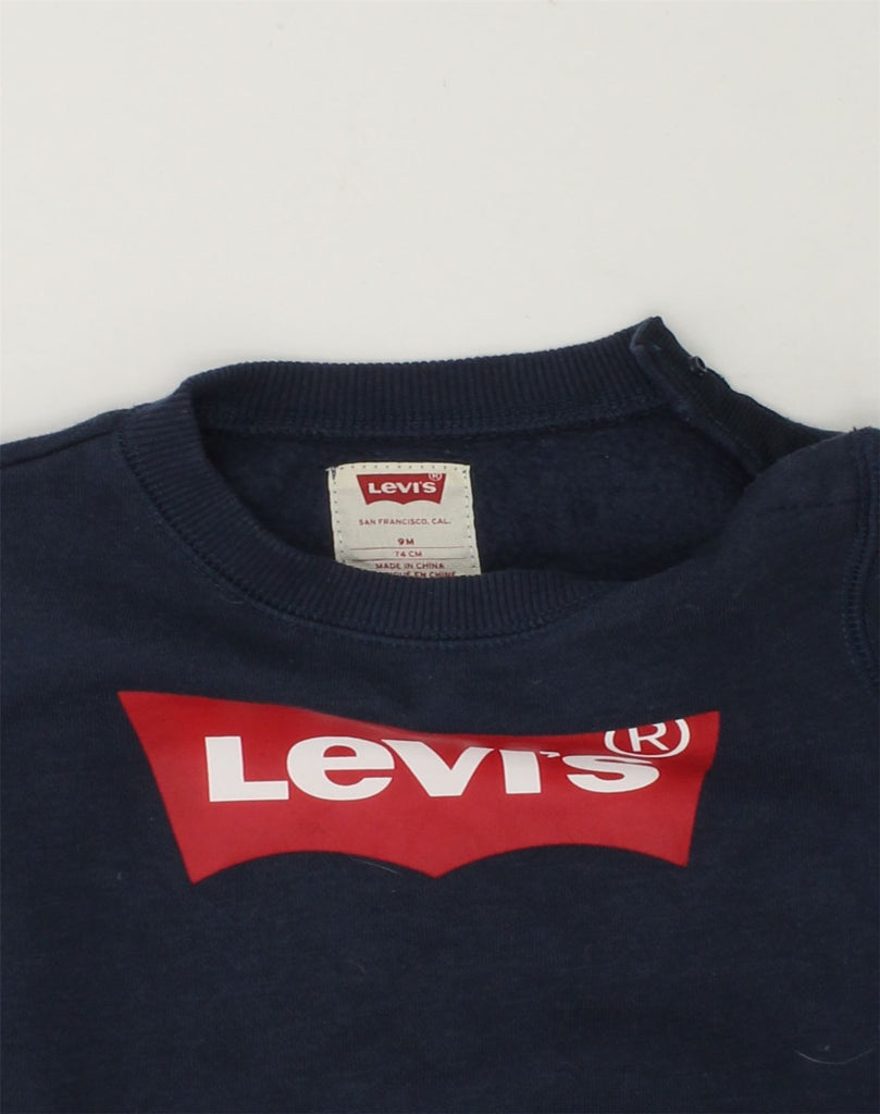 LEVI'S Baby Boys Graphic Sweatshirt Jumper 6-9 Months Navy Blue Cotton | Vintage Levi's | Thrift | Second-Hand Levi's | Used Clothing | Messina Hembry 