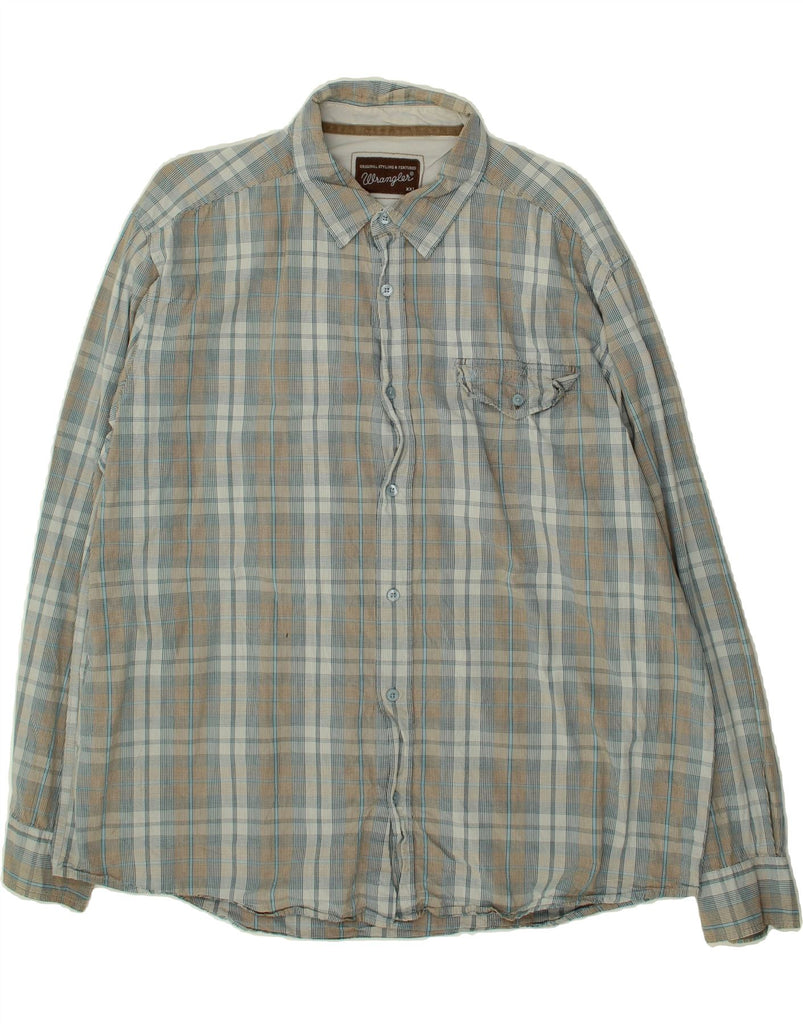 WRANGLER Mens Shirt 2XL Grey Check Cotton | Vintage Wrangler | Thrift | Second-Hand Wrangler | Used Clothing | Messina Hembry 